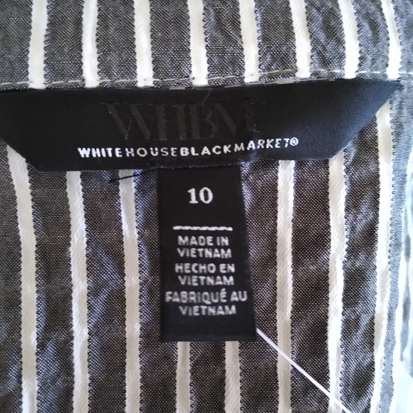 NWT White House Black Market Striped Belted Dress Size 10 Grey & White Striped - Picture 8 of 13
